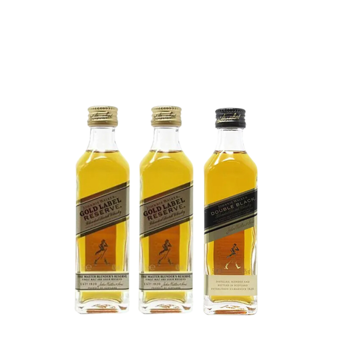 Johnnie Walker Gold Label Miniature 5cl x2 + Johnnie Walker Double Black Miniature 5cl x1