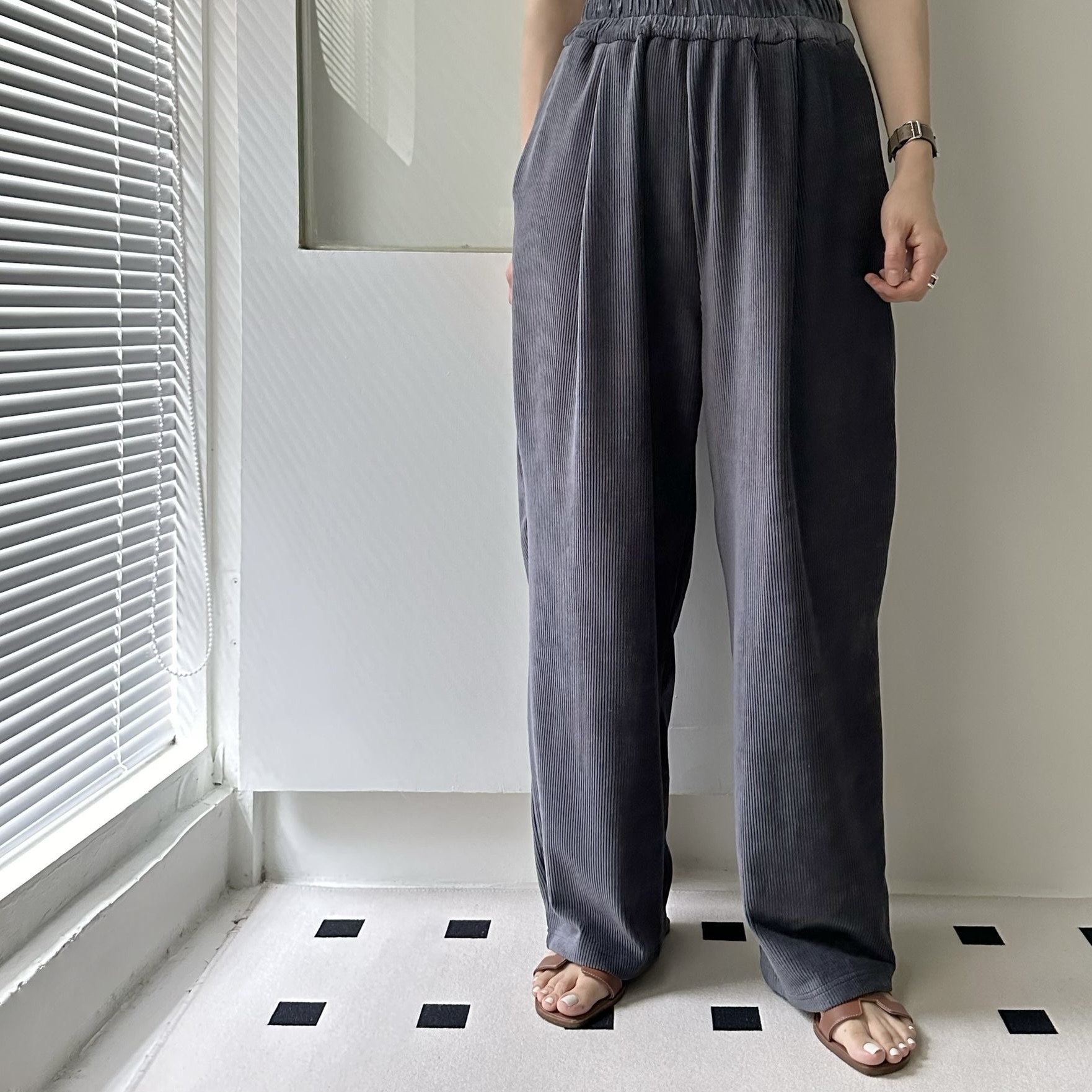 【BONNIE】全橡筋腰燈芯絨闊褲