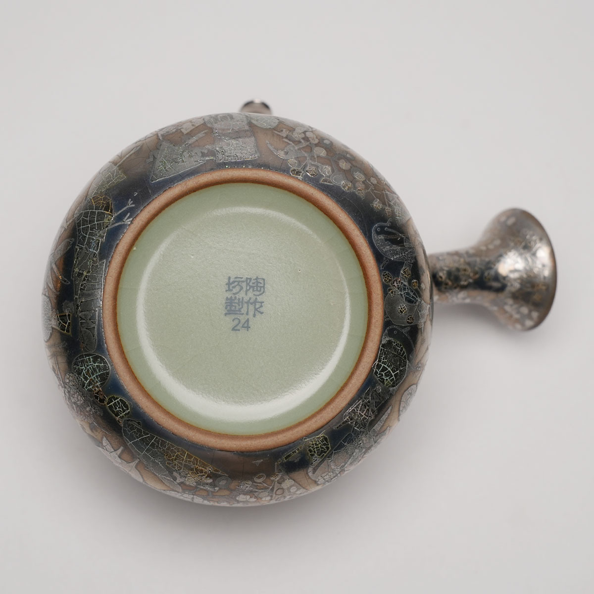 趙誠主　造　耳付　茶入　宝林陶苑 陶作坊│工藝商品_葉隱_寶滿側把壺_銀_230ml