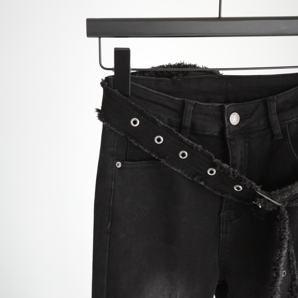 個性皮帶牛仔喇叭褲