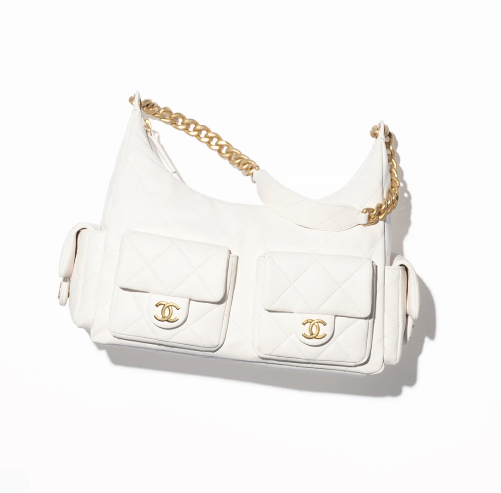 CHANEL 25C Maxi Hobo 手袋小羊皮和金色金屬