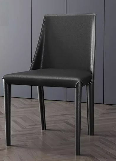 【特價品】意式輕奢全包裹馬鞍皮靠背餐椅(黑色)(尺寸:高82CM,坐寬45CM)#DH890008517