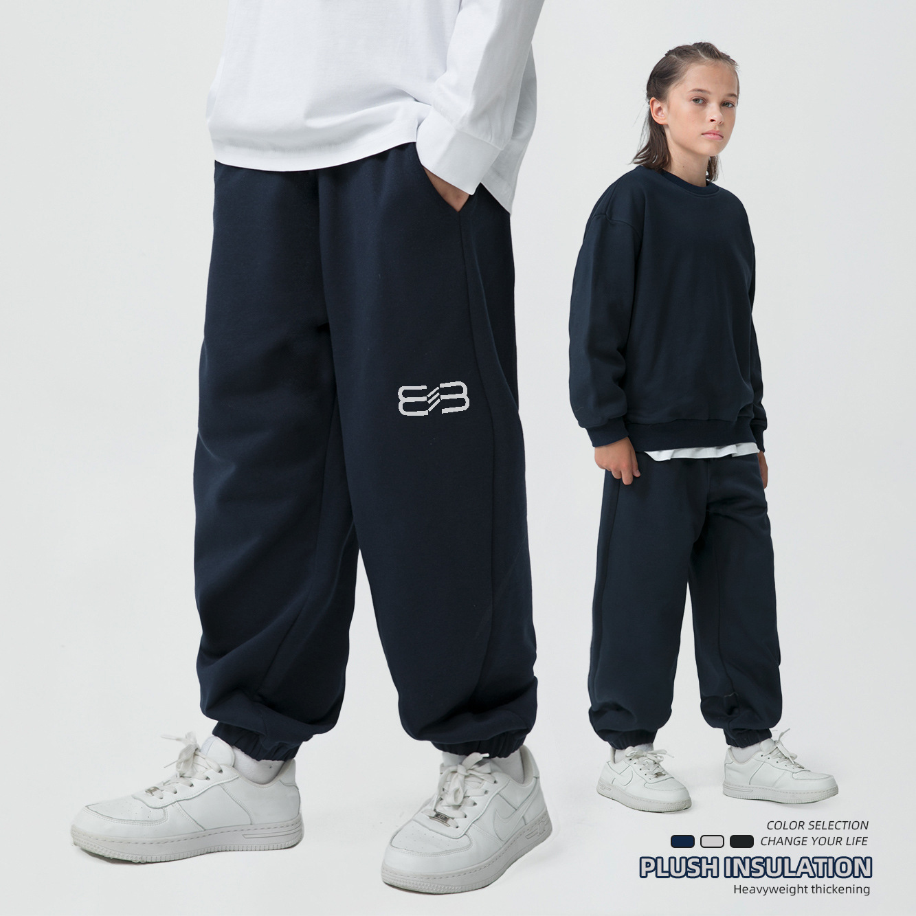 潮牌字體印花加絨運動褲