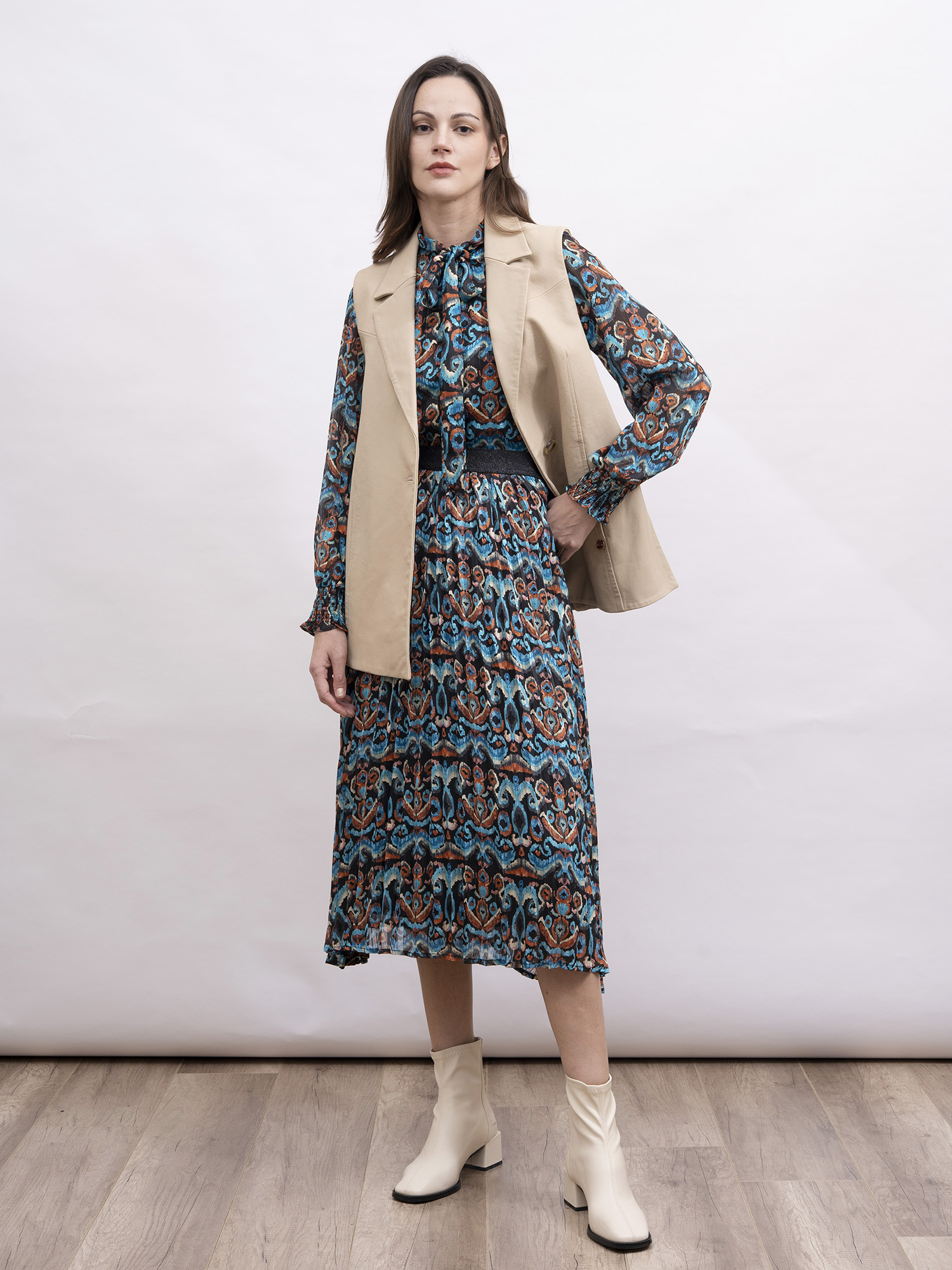 mi-tu 羊皮西裝領背心外套