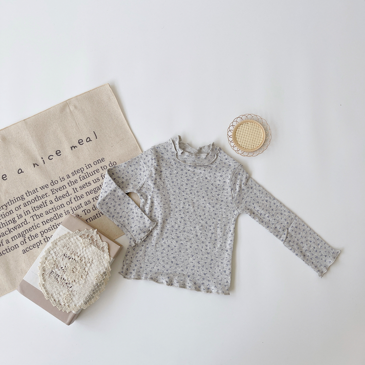 小碎花捲邊半高領內搭衣