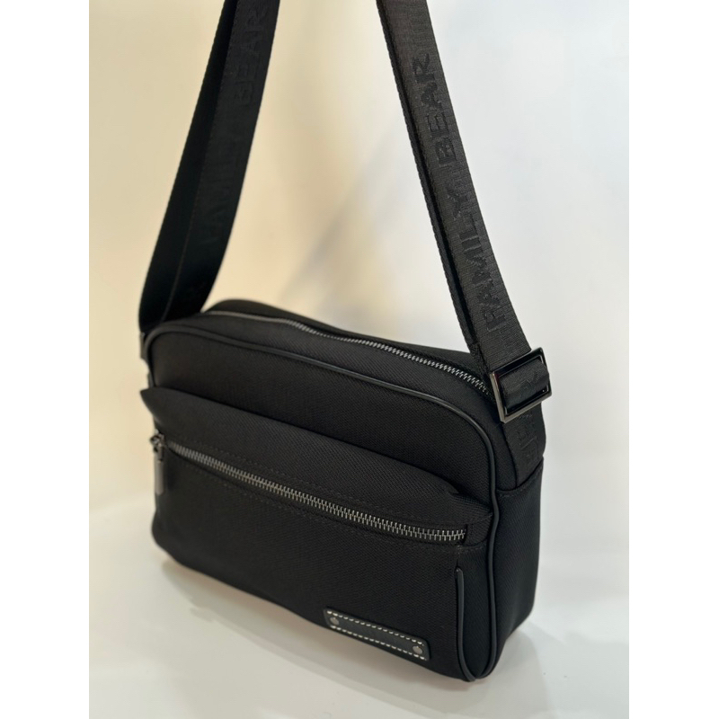 Family bear 斜背包 側背包 長方形 黑（2885）