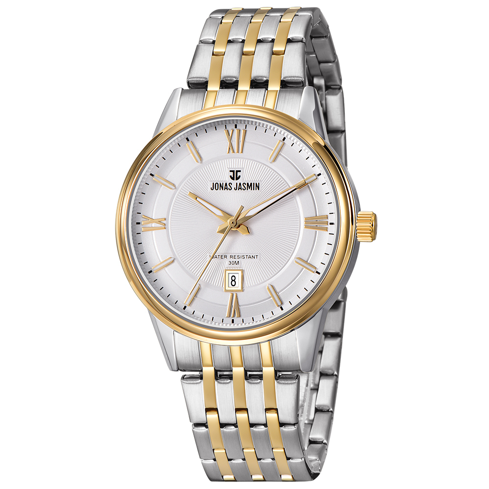 【Jonas Jasmin 喬納斯】JJ-3121L 情侶 對錶 女款 羅馬數字 日期 夜光 指針 刻度 石英 質感 多色 不鏽鋼 手錶-