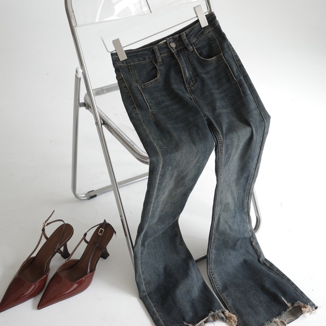 復古設計牛仔喇叭褲