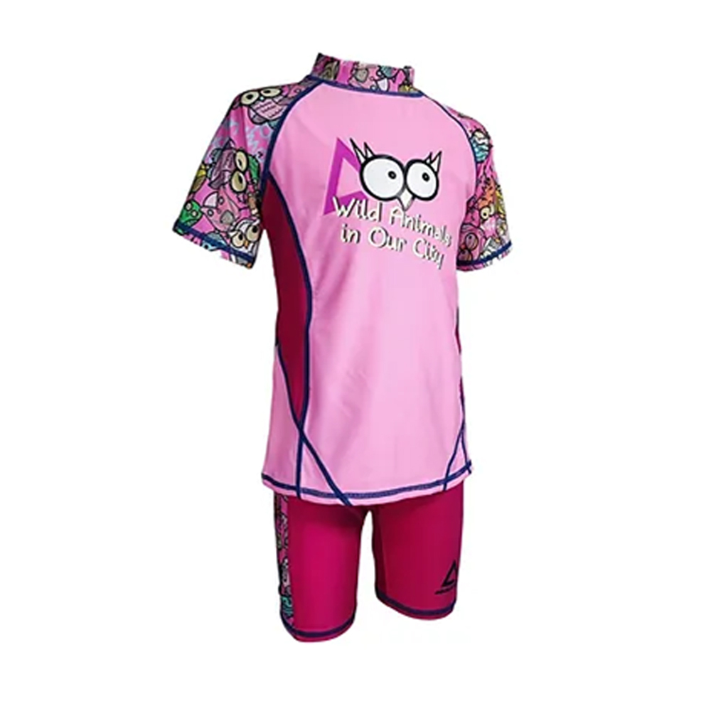 Aquasport 大眼粉啾兒童游泳防曬短袖套裝