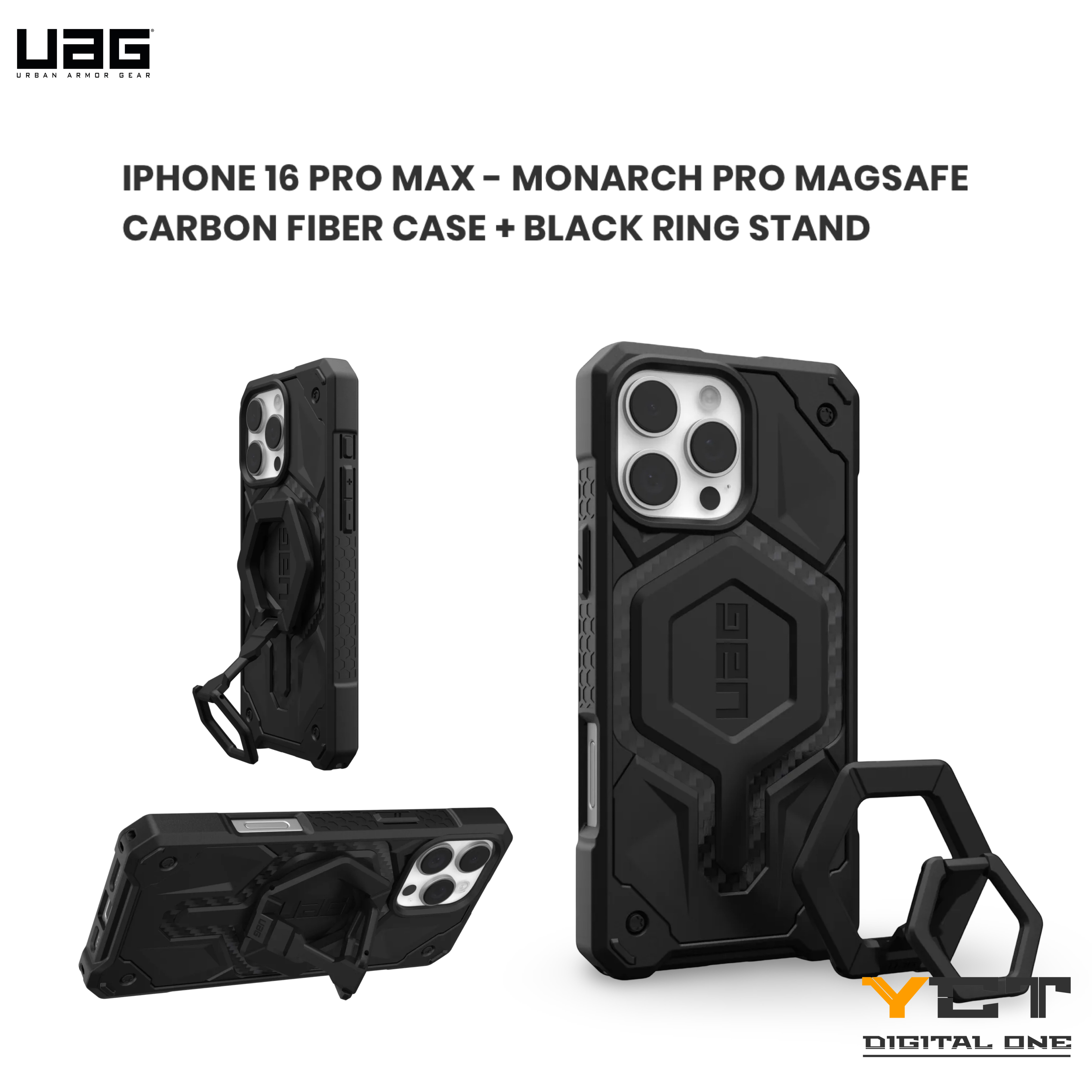 UAG Monarch Pro iPhone 16 Pro Max 碳纖維手機保護殼 + 黑色環支架