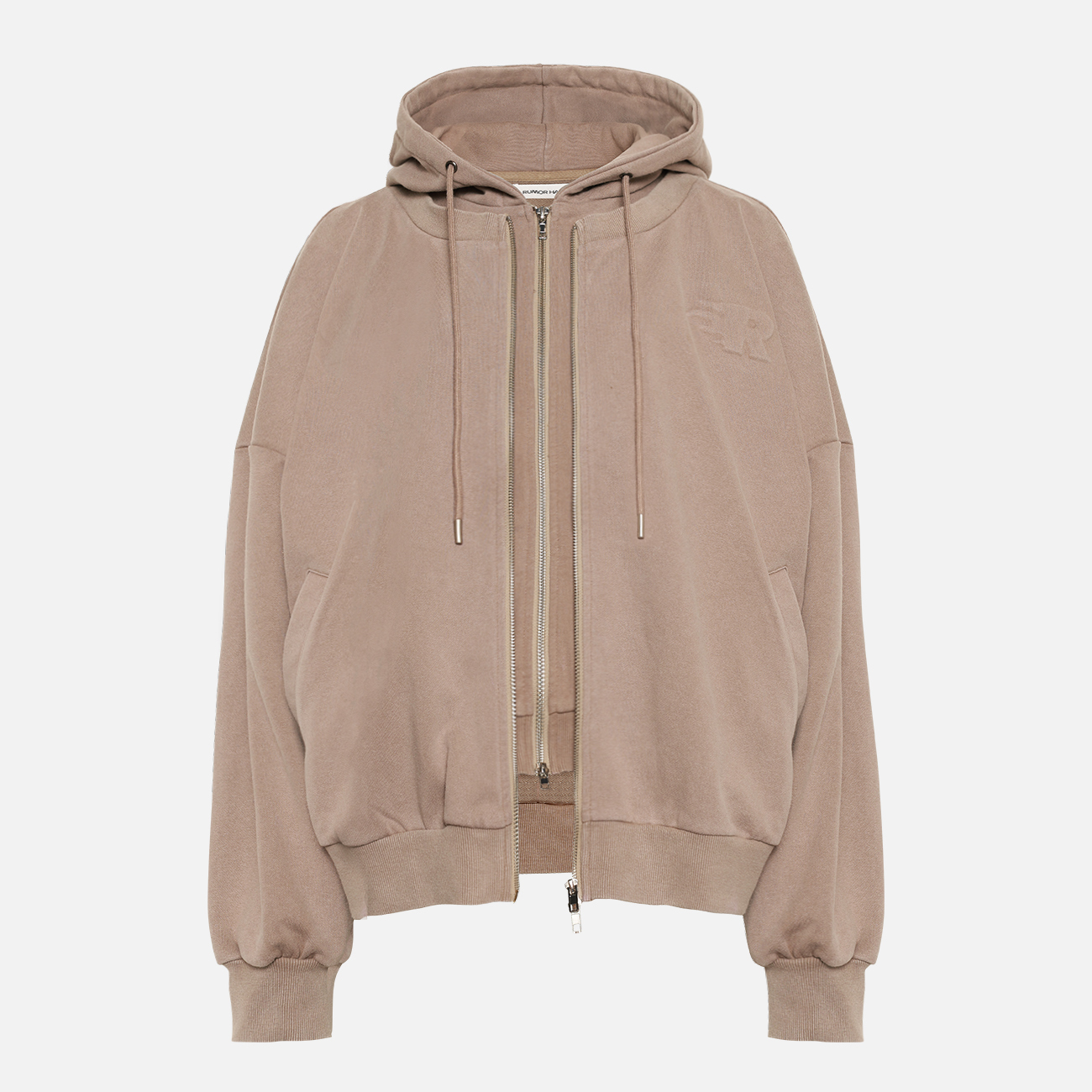Aged-Washed Oversized Hoodie Jacket-Khaki