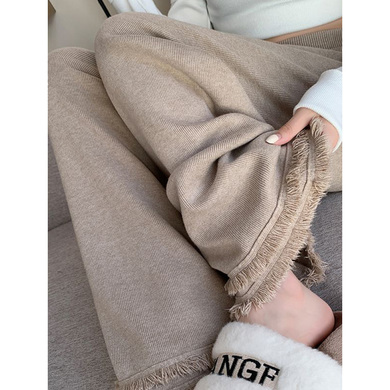 正韓ᴷᴼᴿᴱᴬ 🇰🇷舒適百搭流蘇毛邊針織褲（四色）