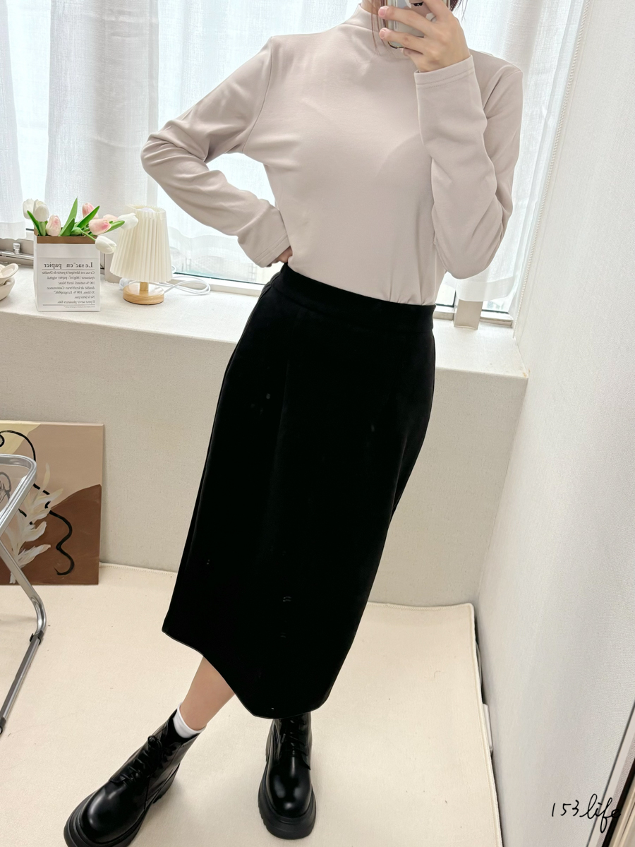 秋冬小個子毛呢鬆緊腰半裙(3色)(XXS-L)