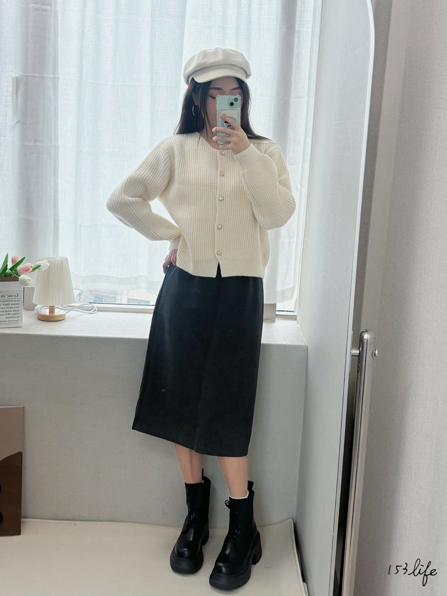 秋冬小個子毛呢鬆緊腰半裙(3色)(XXS-L)