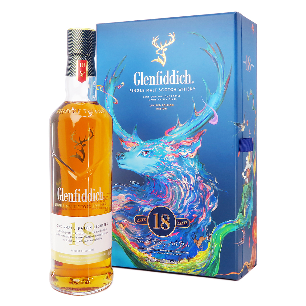 Glenfiddich 18 YEARS 蘇格蘭單一麥芽威士忌700ml 禮盒裝(連專屬酒杯乙隻)