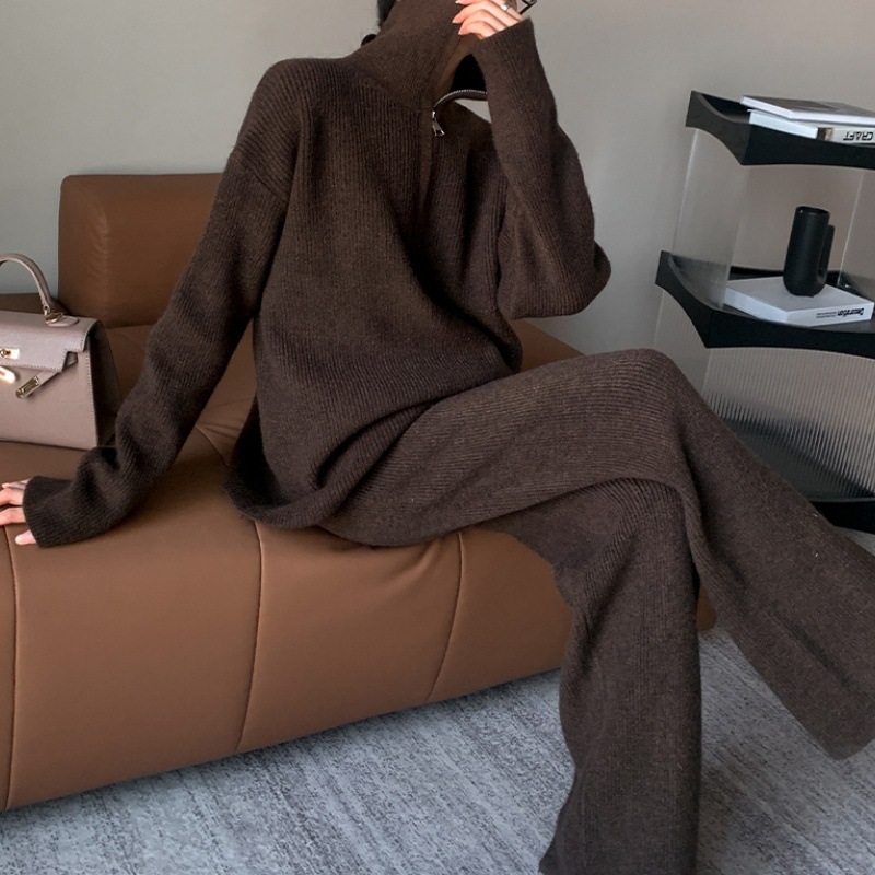 正韓ᴷᴼᴿᴱᴬ 🇰🇷高領拉鍊毛衣套裝（兩色）