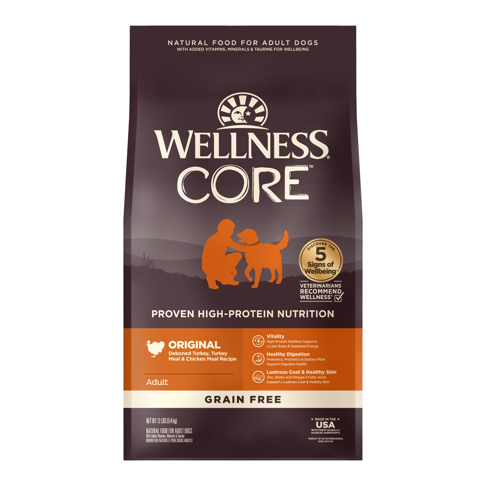 (即期商品買1送2 效期到2026/6/5) WELLNESS CORE 無穀系列-成犬 新鮮火雞肉(12磅)