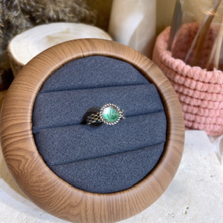 純銀麻花綠色瑞典天鐵戒指