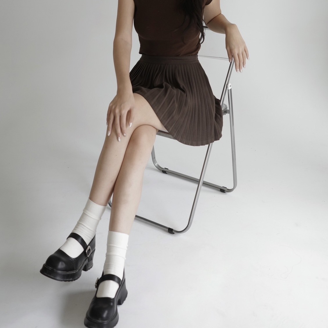 甜美A字毛呢百褶裙