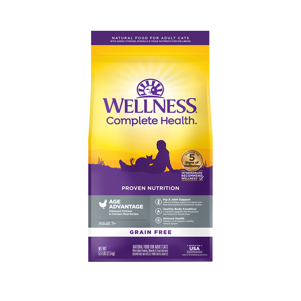 (即期商品買1送2) WELLNESS Complete Health 全方位無穀系列-熟齡貓 新鮮雞肉(5.5磅)