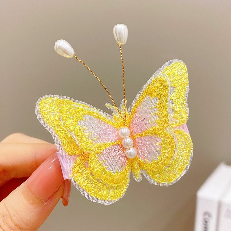 【特價品】兒童蝴蝶側邊髮卡夾髮飾邊夾頭飾(5#黃色)