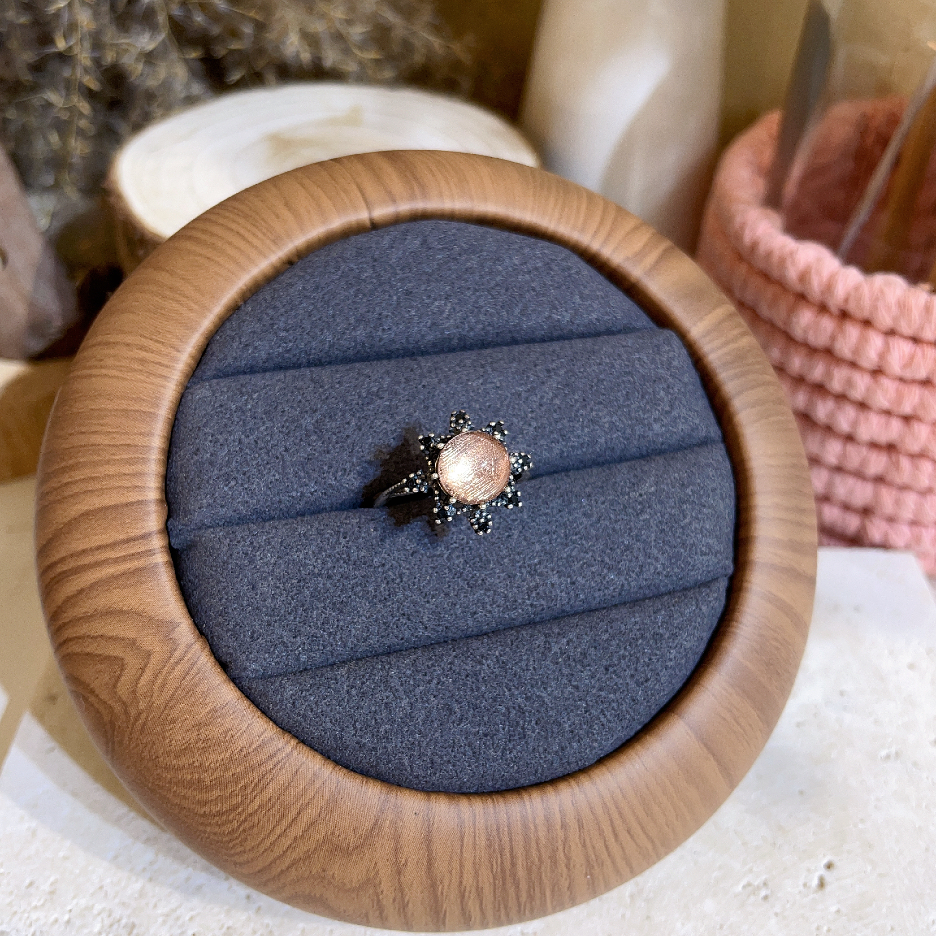 純銀花花復古托瑞典天鐵戒指