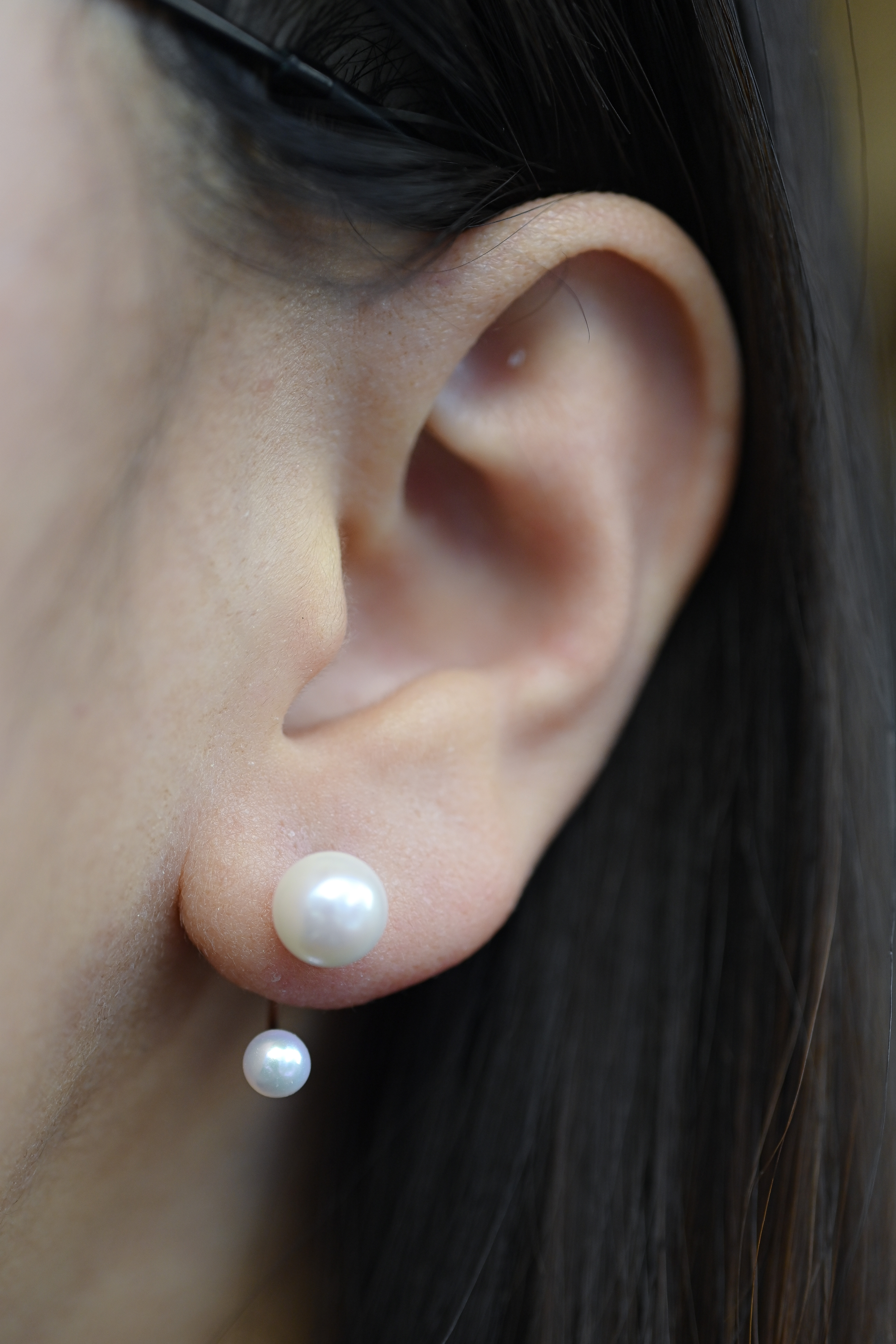 18K Tu Akoya Pearl Diamond Earring
