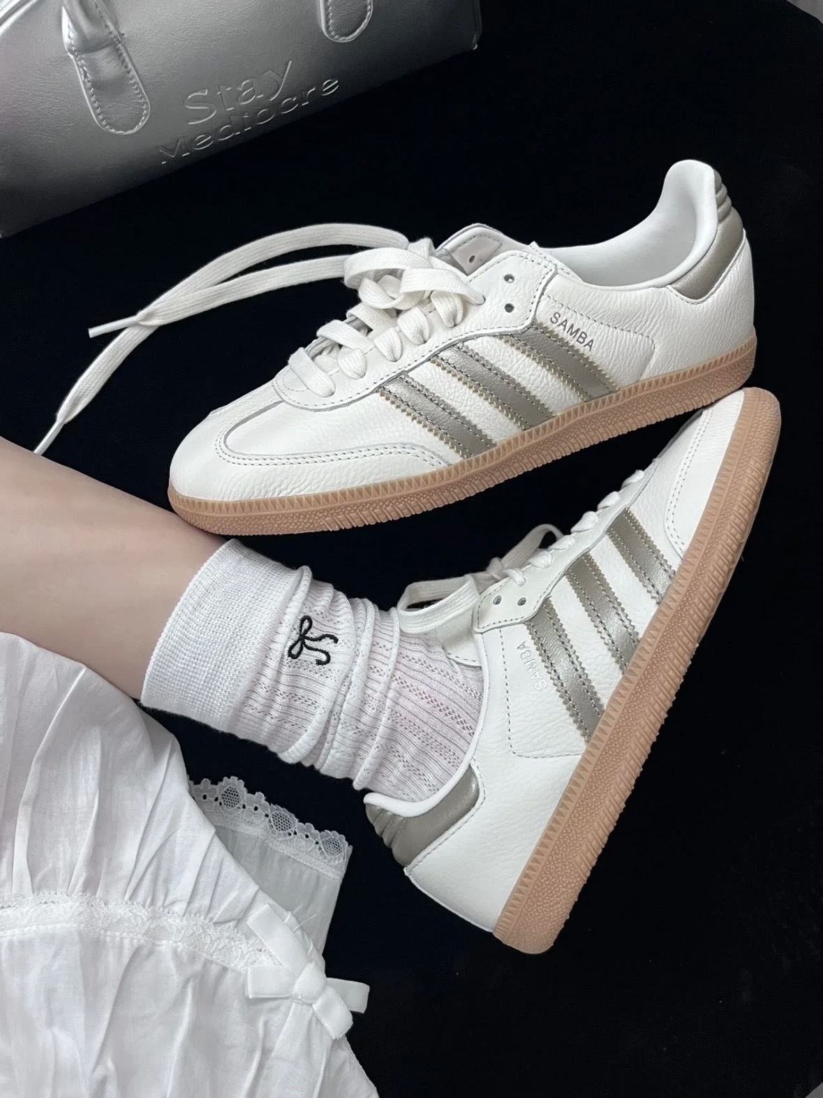 Adidas Originals Samba OG Wonder Gold Metallic 金屬 白銀 銀灰 焦糖底 女鞋 德訓鞋