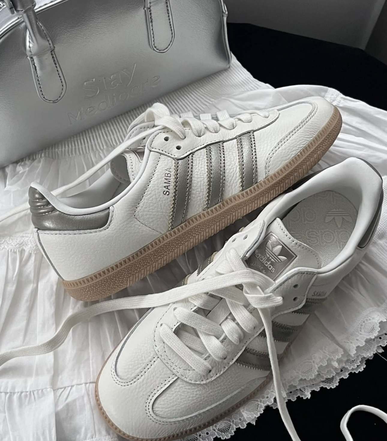 Adidas Originals Samba OG Wonder Gold Metallic 金屬 白銀 銀灰 焦糖底 女鞋 德訓鞋