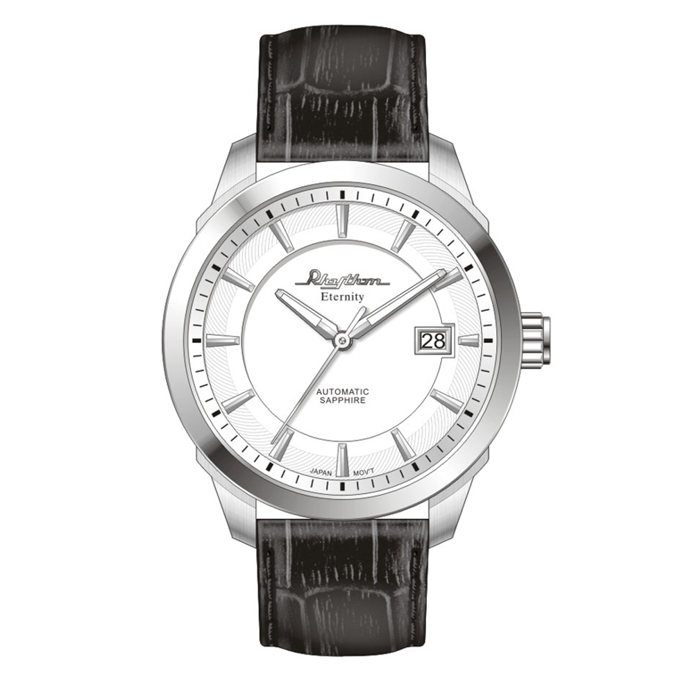 【Rhythm 麗聲】日本商務系列紳士專用高級皮革自動機械錶-A1302L-