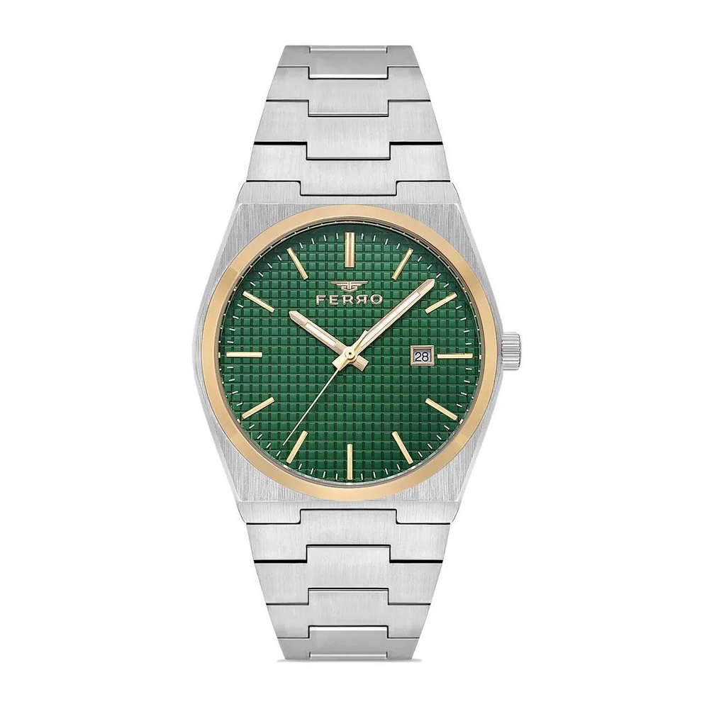 【Ferro】 F11373AWT 商務 質感 夜光指針 帶日期 不鏽鋼 男士 腕錶