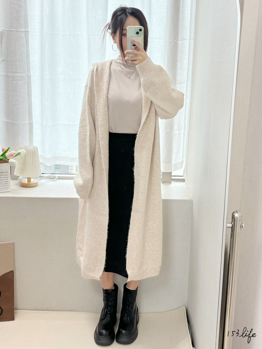 |現貨|連帽針織長版罩衫外套(2色)