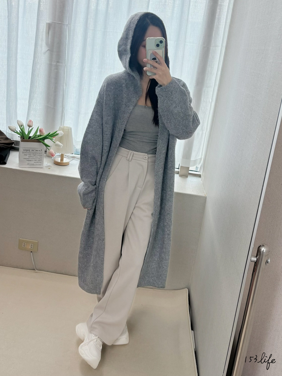 |現貨|連帽針織長版罩衫外套(2色)