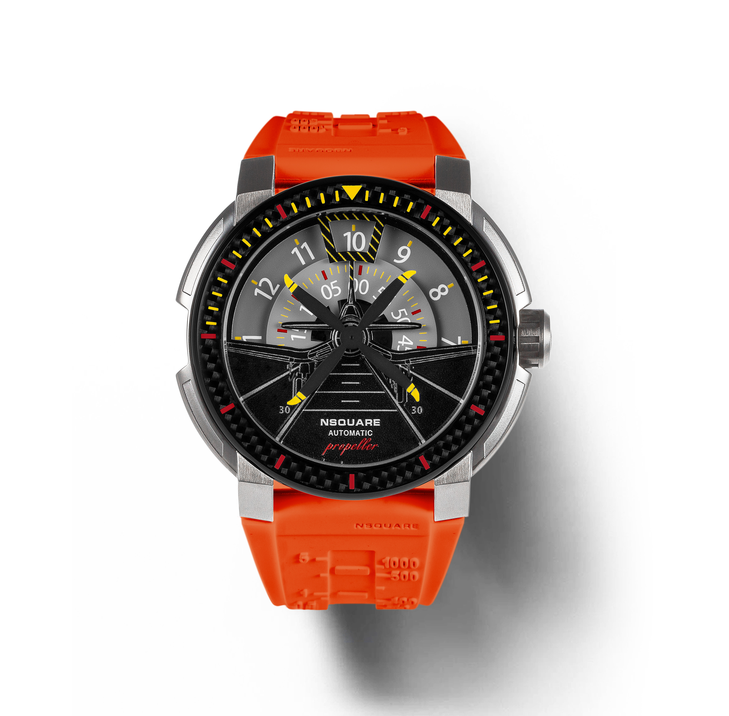 【NSQUARE】Propeller螺旋槳飛行機械系列 矽膠自動機械腕錶 G0512-