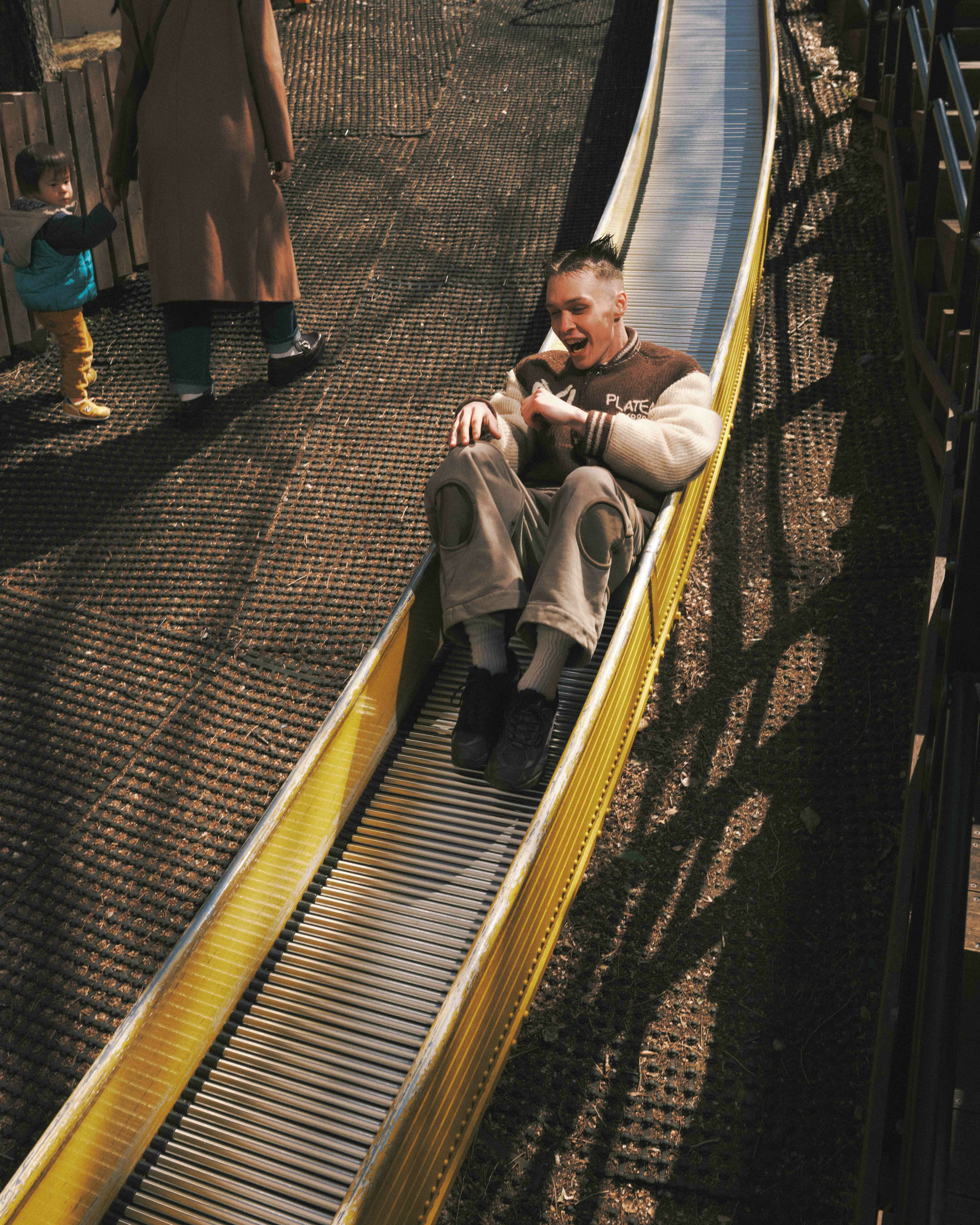 PLATEAU STUDIO / Knit varsity jacket - Brown / beige
