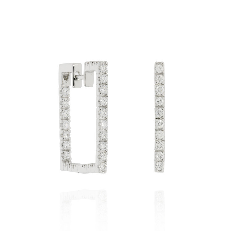 鑽石方形圈耳環