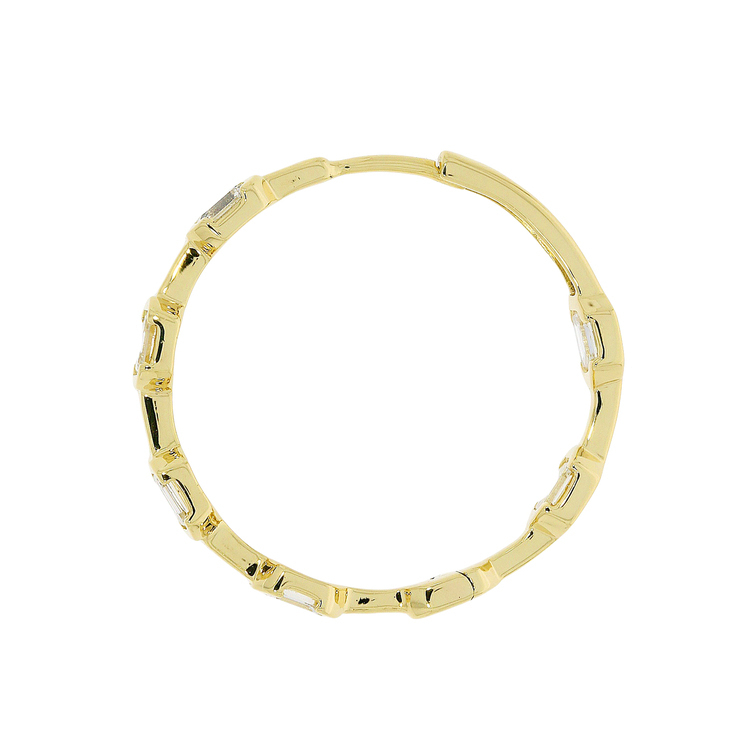 18K黃金祖母綠切割鑽石圈形耳環