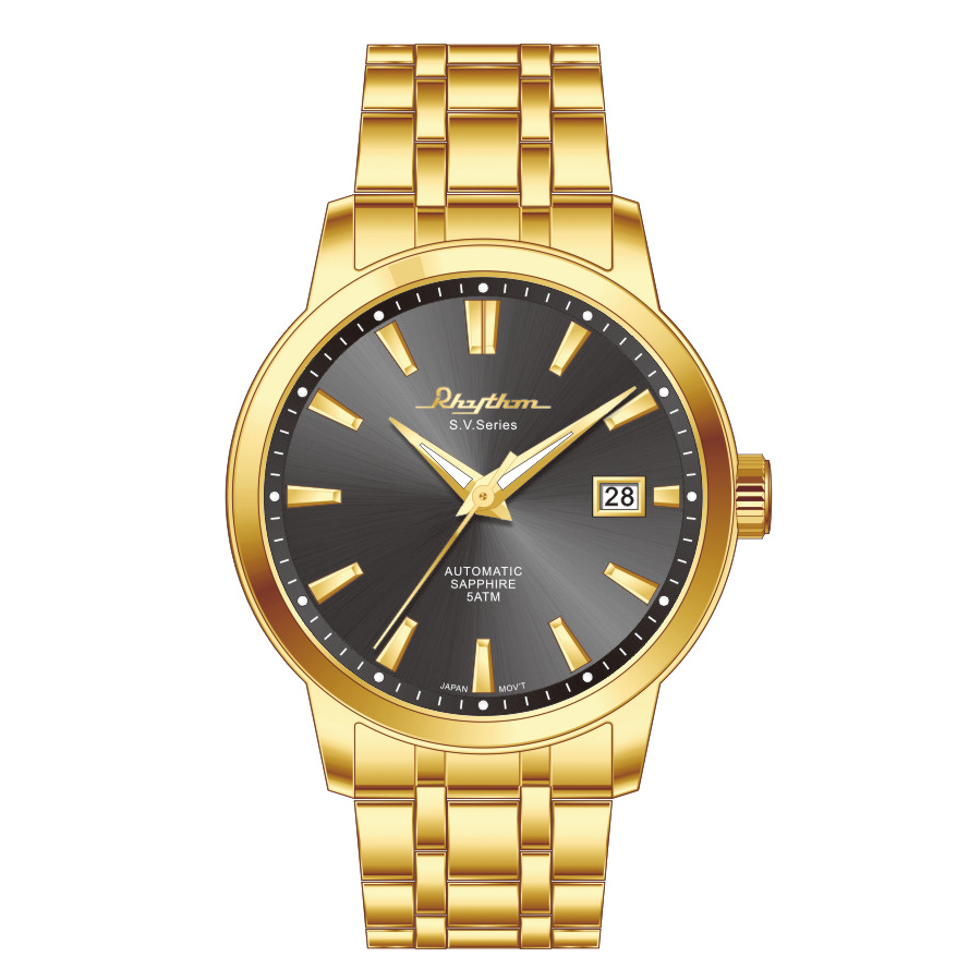 【Rhythm 麗聲】日本高貴高調三針日期顯示不鏽鋼機械錶-AS1621S-