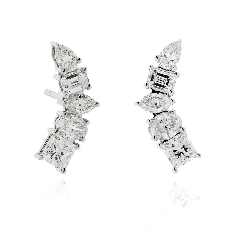 18K白金獨特造型鑽石耳環