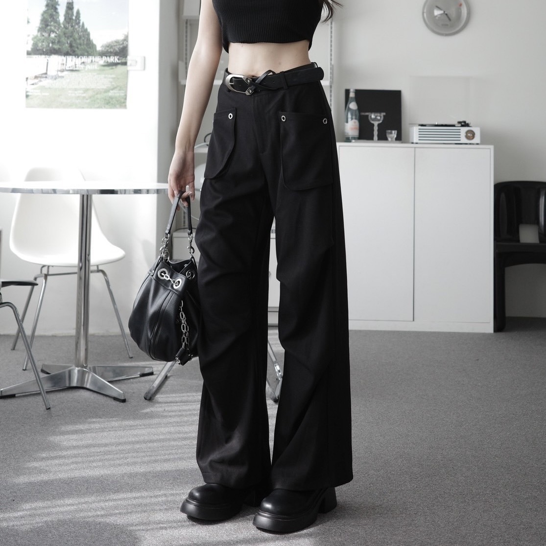 歐美工裝直筒褲