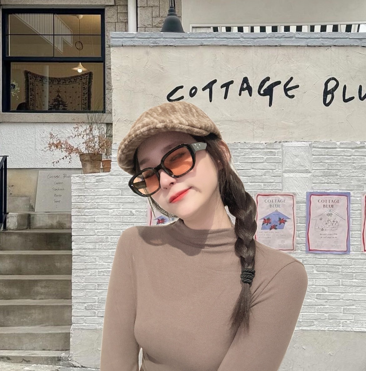 S019468多角膠框墨鏡/二色