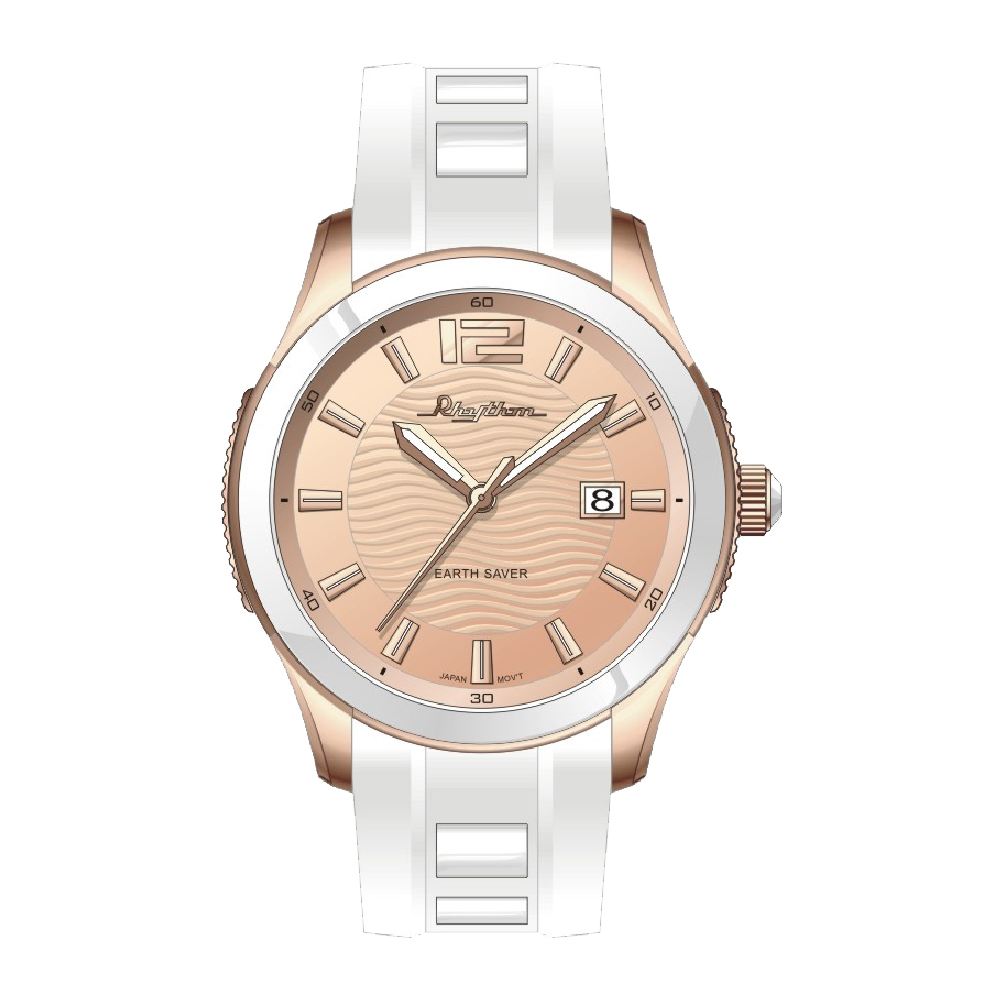 【Rhythm 麗聲】簡單街頭潮流三針日期顯示時尚光動能手錶-ES1402R-