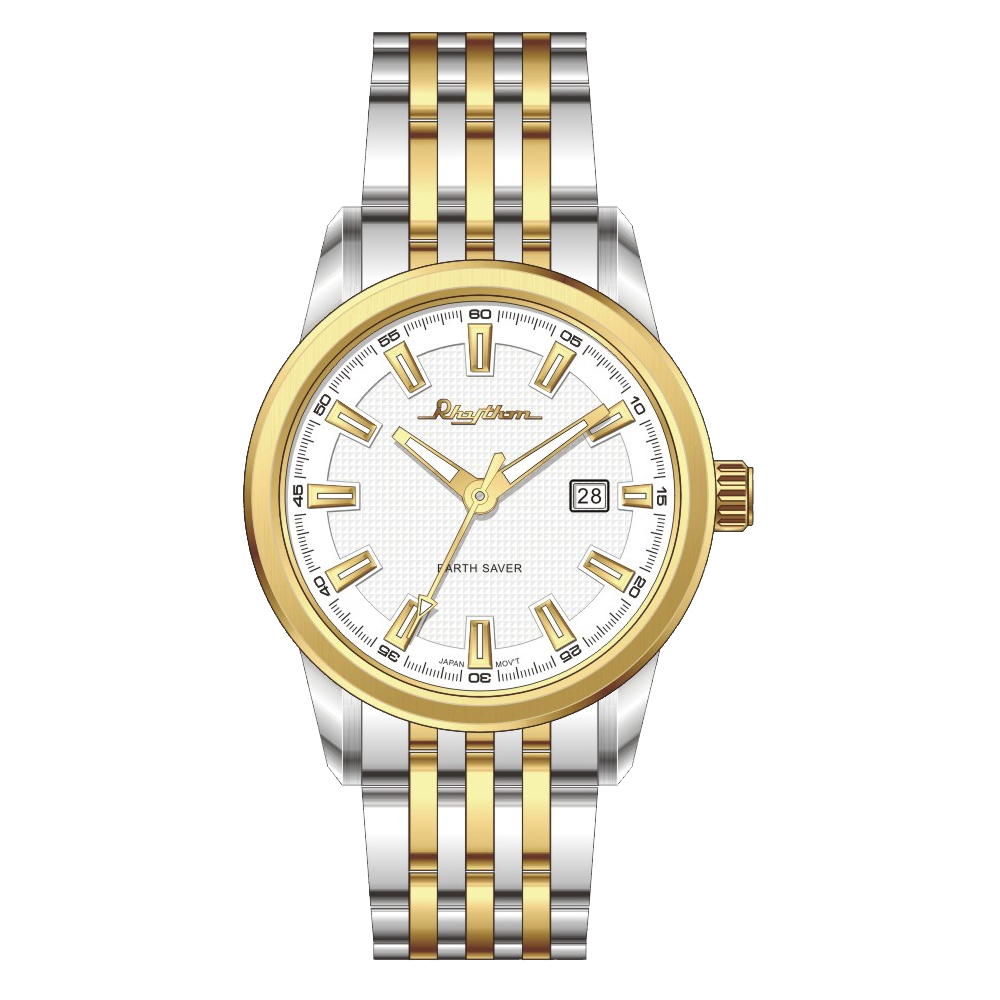 【Rhythm 麗聲】時尚商務簡約款不鏽鋼光動能手錶-ES1403S-