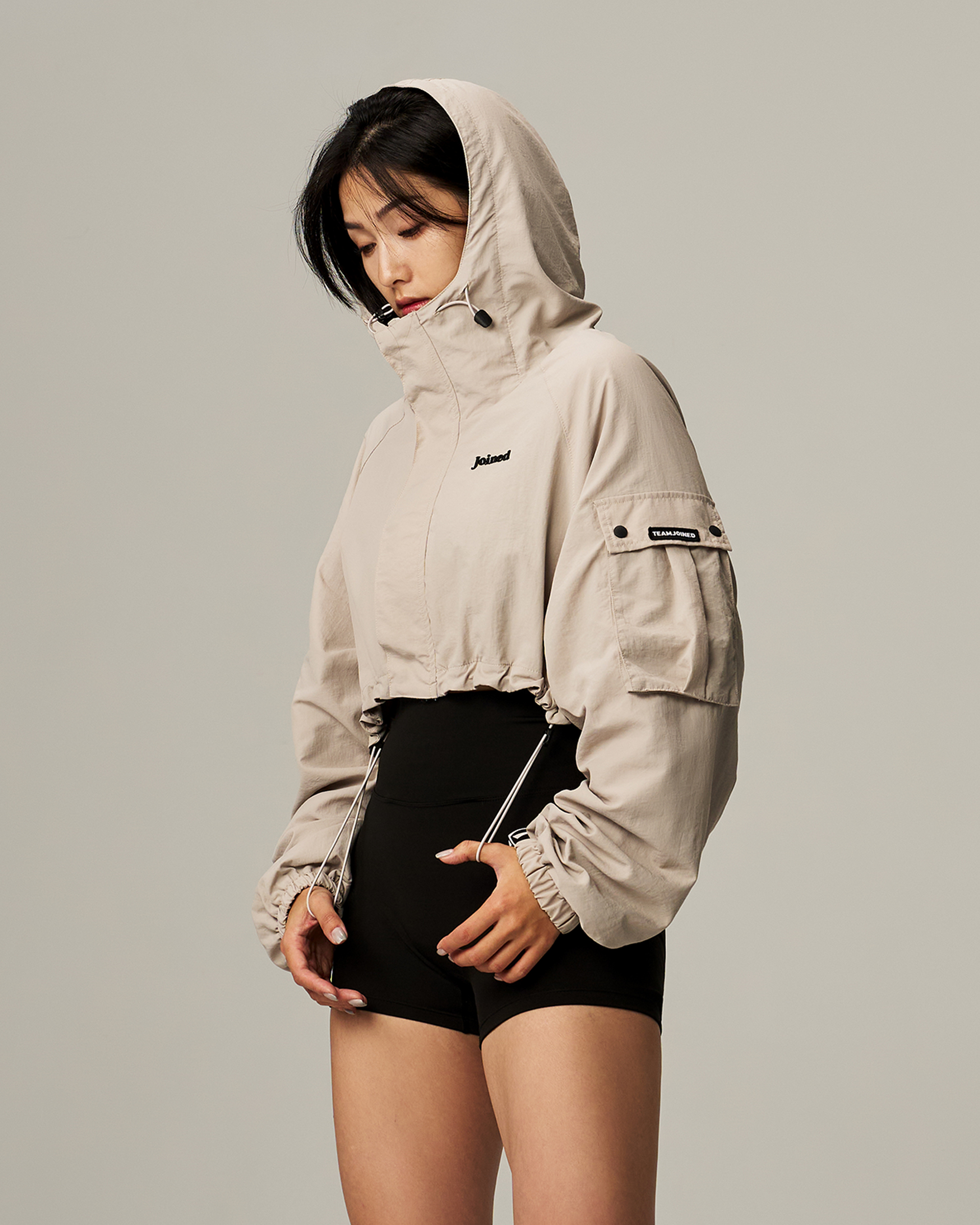 Joined® Label Tech Crop Windbreaker - Stone