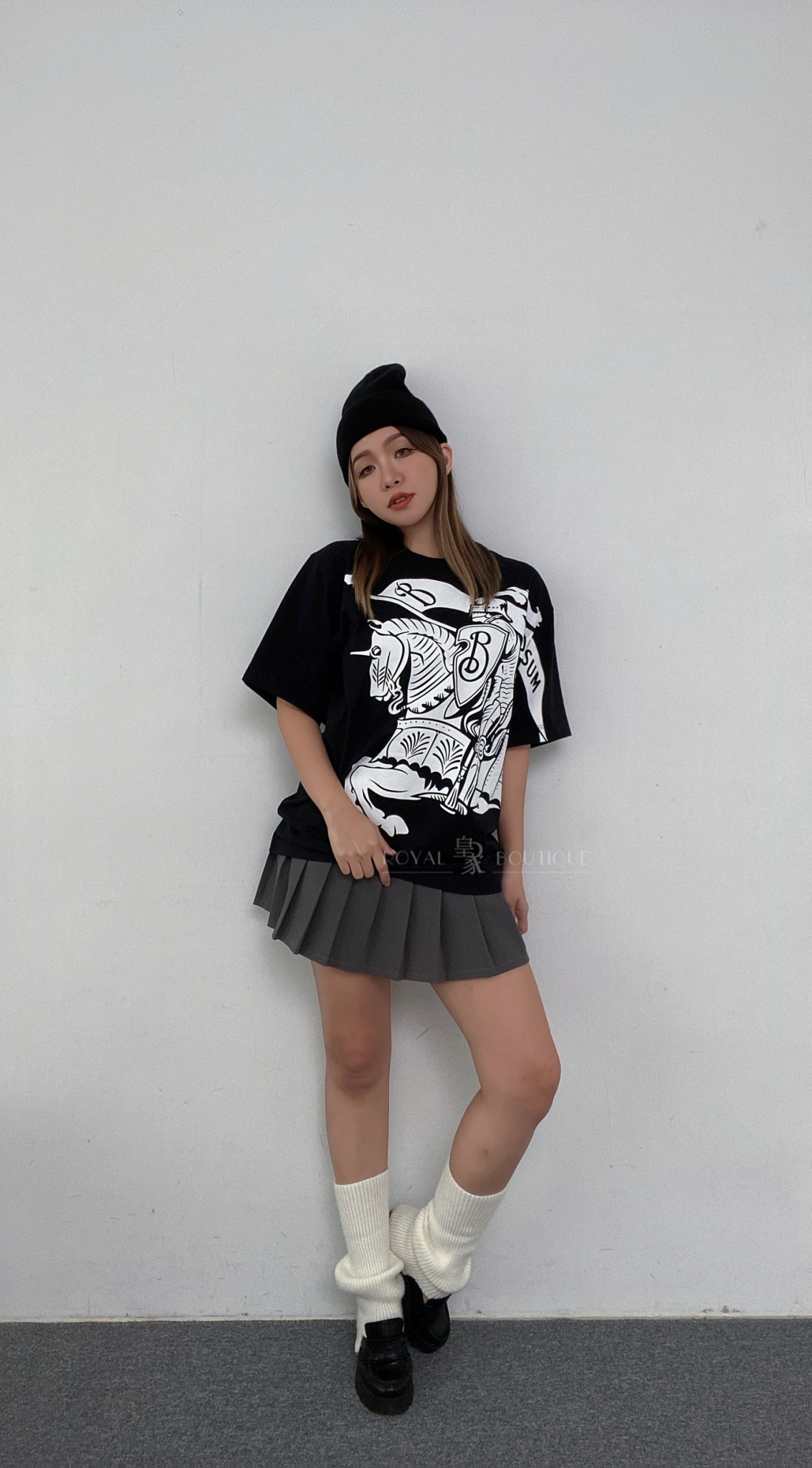 BURBERRY 胸前大面積經典騎士戰馬圖騰短T