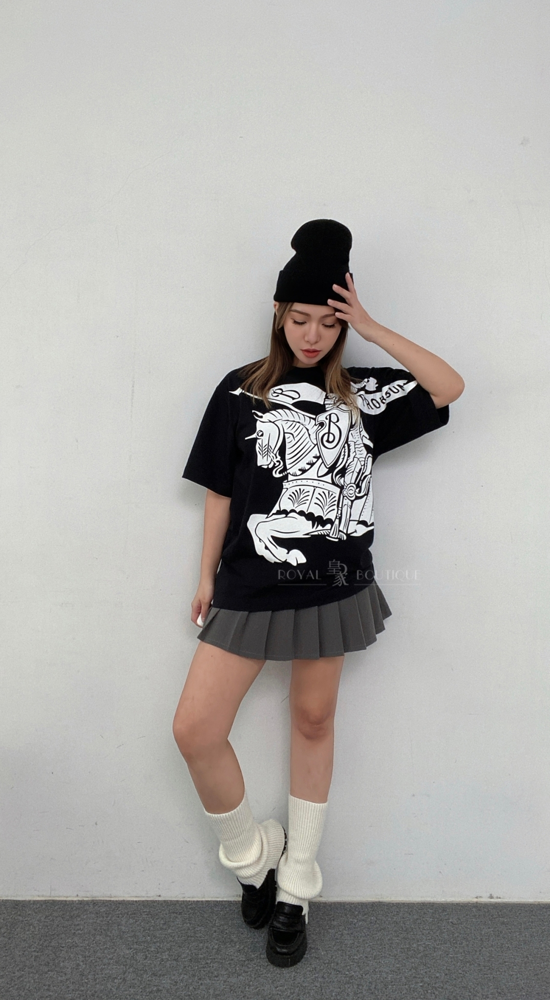 BURBERRY 胸前大面積經典騎士戰馬圖騰短T