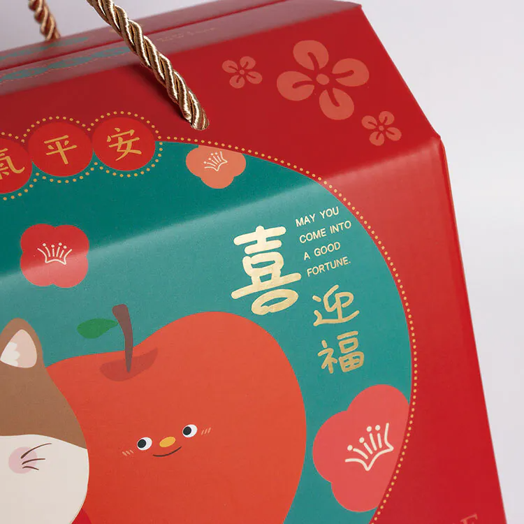 T型提盒(大) 春節 喵果迎新 10入/包 21.5*15*18cm【3A17-521505】