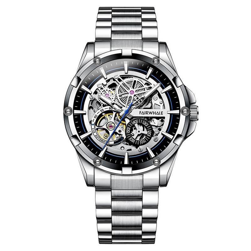 【Mark Fairwhale 馬克菲爾】 FW-6260-S 雅致多色 雙面鏤空 星際翱翔 夜光 矽膠 全自動機械 手錶 -