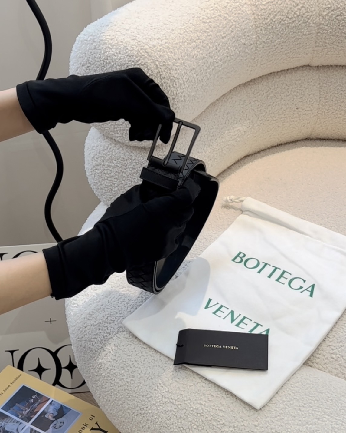 BV｜編織皮帶 全黑色