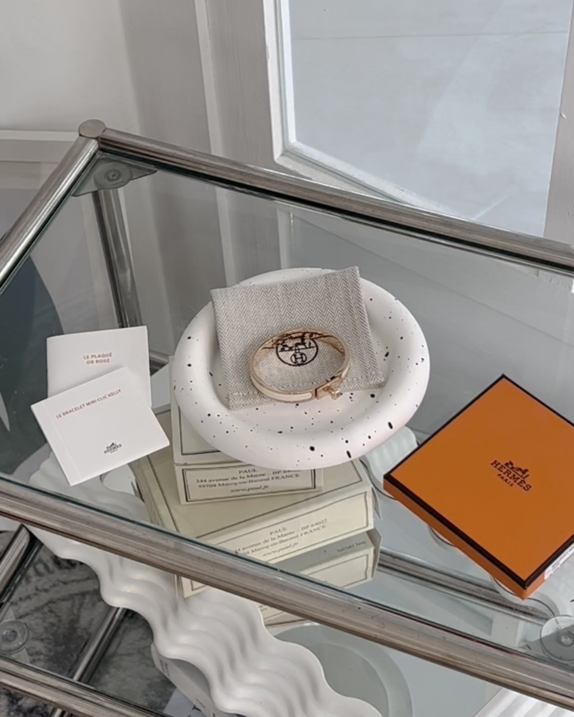 HERMES｜MINI CLIC KELLY 手環 白玫瑰金